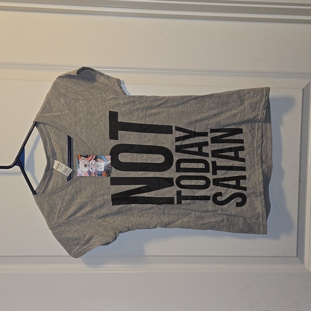 NOT TODAY SATAN woman's small T-Shirt